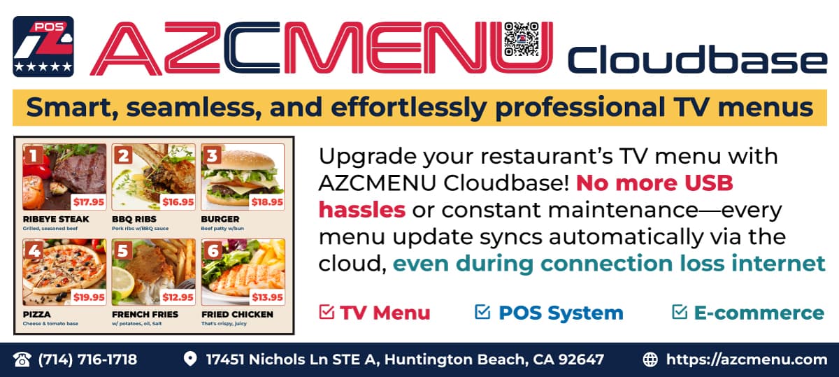AZCMENU Cloudbase: Smart, seamless, and effortlessly professional TV menus.