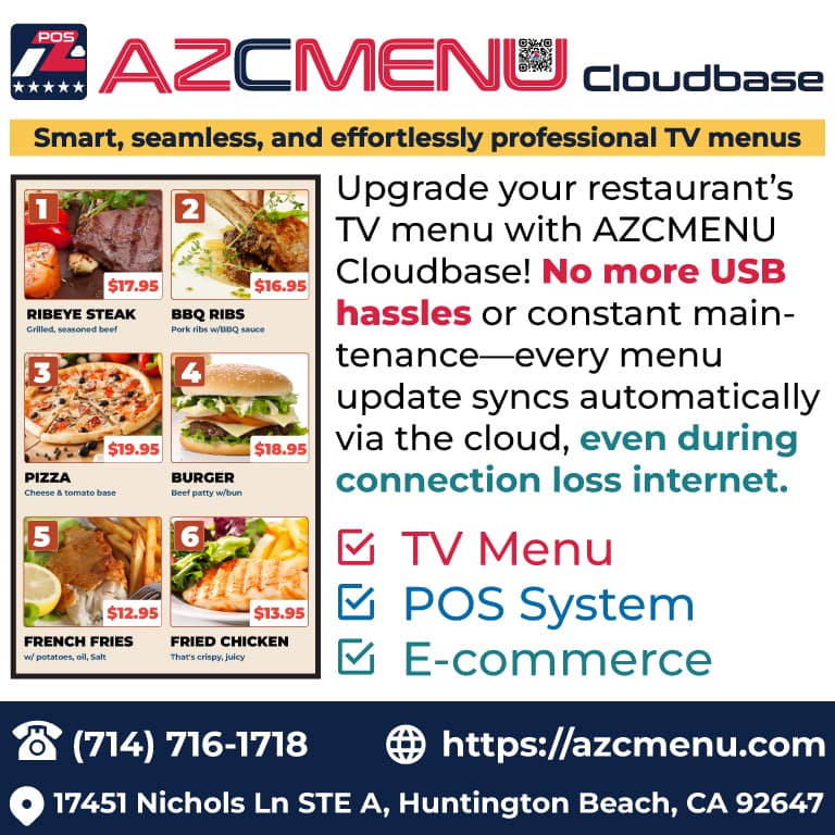 AZCMENU Cloudbase: Smart, seamless, and effortlessly professional TV menus.