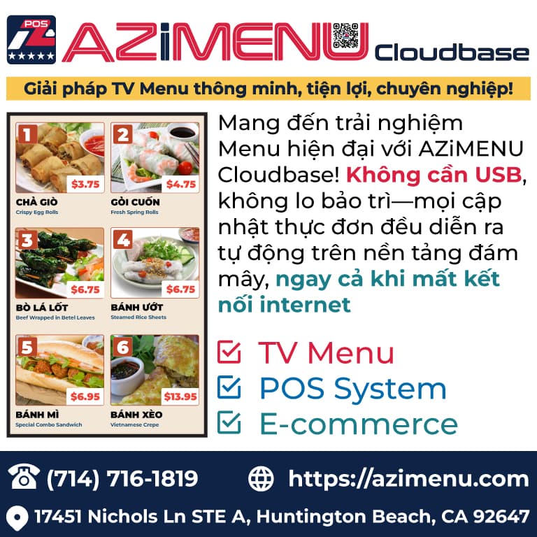 AZiMENU Cloudbase: Giải pháp TV Menu thông minh, tiện lợi, chuyên nghiệp!
